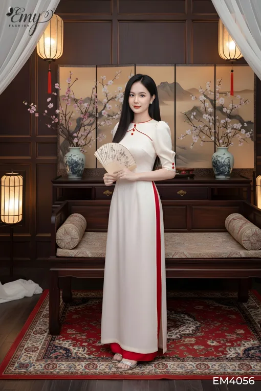 EM4056 Xòe Hoa Nhí Nền Đen Kèm Dây Có Túi