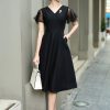 EM7105 Đầm Xoè Đen Tay Lưới