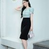 EM7160 Đầm Body Phối Cổ Tròn
