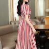 EM7185 Đầm Xoè Maxi Sọc