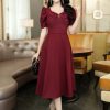 EM7161 Đầm Xoè Đỏ Nhún Cúp Ngực