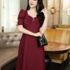 EM7161 Đầm Xoè Đỏ Nhún Cúp Ngực