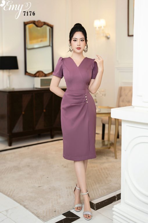 EM7176 Đầm Body A Cổ V Đắp