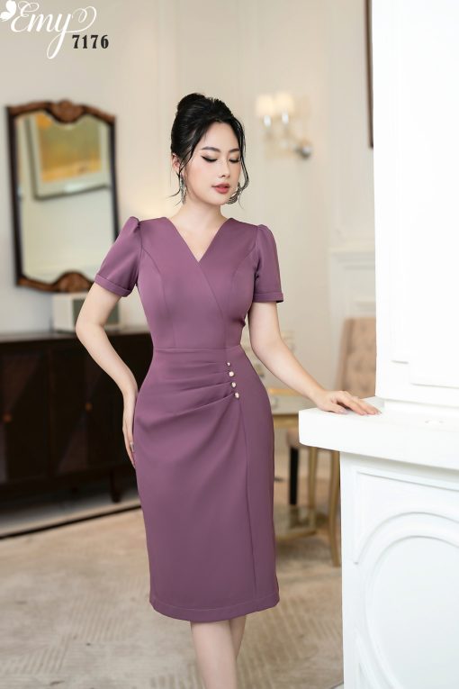 EM7176 Đầm Body A Cổ V Đắp