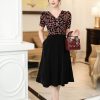 EM7194 Đầm Xoè Phối Cổ V