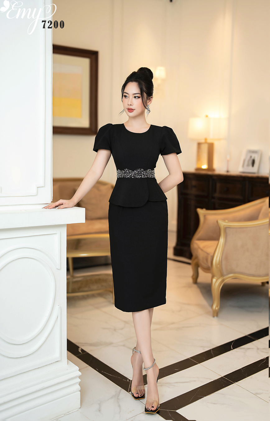 Váy đầm nữ cao cấp dáng peplum Palvin T06156 - Palvin