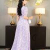 EM7202 Đầm Xoè Maxi Tím