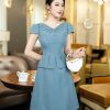 EM7231 Đầm Xoè Peplum Cổ V
