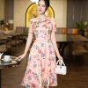 EM7233 Đầm Xoè Hoa Cổ Tròn