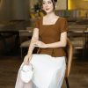 EM7247 Sét Áo Chân Váy Dập Ply