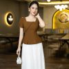 EM7247 Sét Áo Chân Váy Dập Ply
