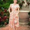 EM7273 Đầm Xoè MiDi Cổ Lá Trầu