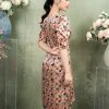EM9314 Đầm Xoè Lụa Vân Pháp Tay Lỡ