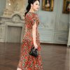 EM9319 Đầm Xoè Hoa Đỏ LVP