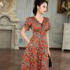 EM9319 Đầm Xoè Hoa Đỏ LVP