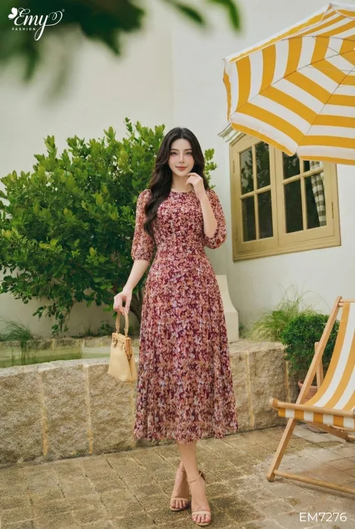 EM7276 Đầm Xoè Tay Lỡ
