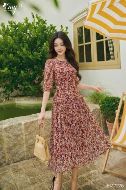 EM7276 Đầm Xoè Tay Lỡ