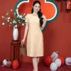 EM7434 Đầm Suông Be Hạt Cổ