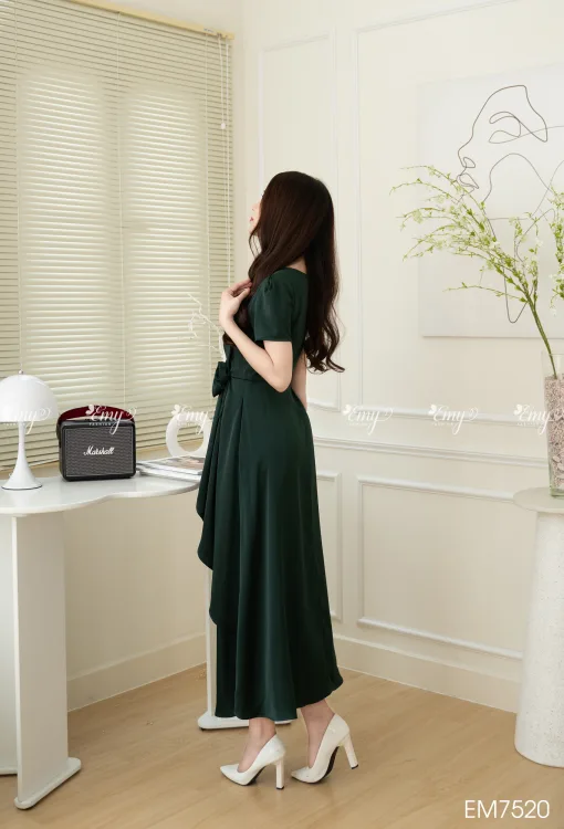 EM7520 - Đầm Xoè Xanh Lêch Tùng