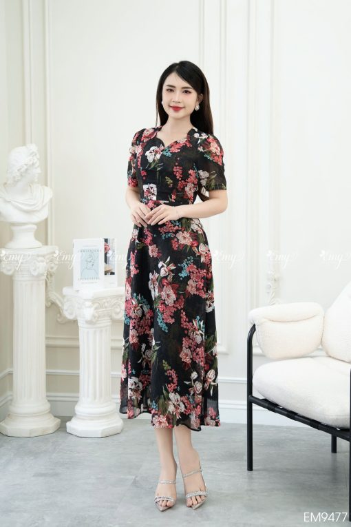 EM9477 - Đầm voan thuê hoa