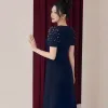 EM9602 Đầm Phi Cao Cấp Suông Màu Xanh Đen