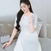 EM7669 Đầm Xoè Trắng Linen
