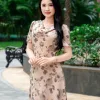 EM2103 Đầm Xoè Hồng Cổ Đỗ