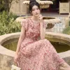 EM9609 - Đầm Xoè Hoa Hồng Dạo phố