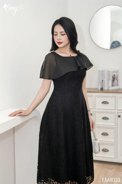 Đầm dự tiệc đen cap cấp - EM4023
