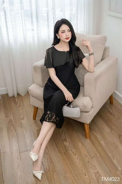 Đầm dự tiệc đen cap cấp - EM4023