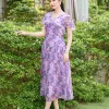 Đầm Xoè dạo phố Hoa Tím Choàng Vai EM9500