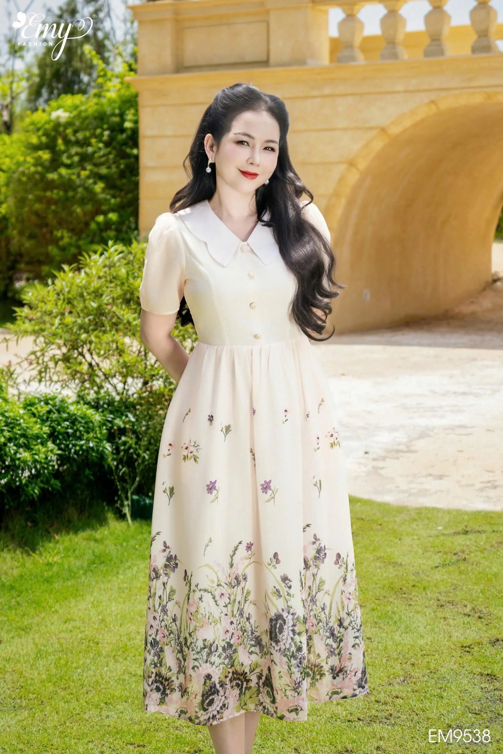 EM9538 Đầm Xoè Hoa Chân Bông EM9538 Đầm Xoè Hoa Chân Bông