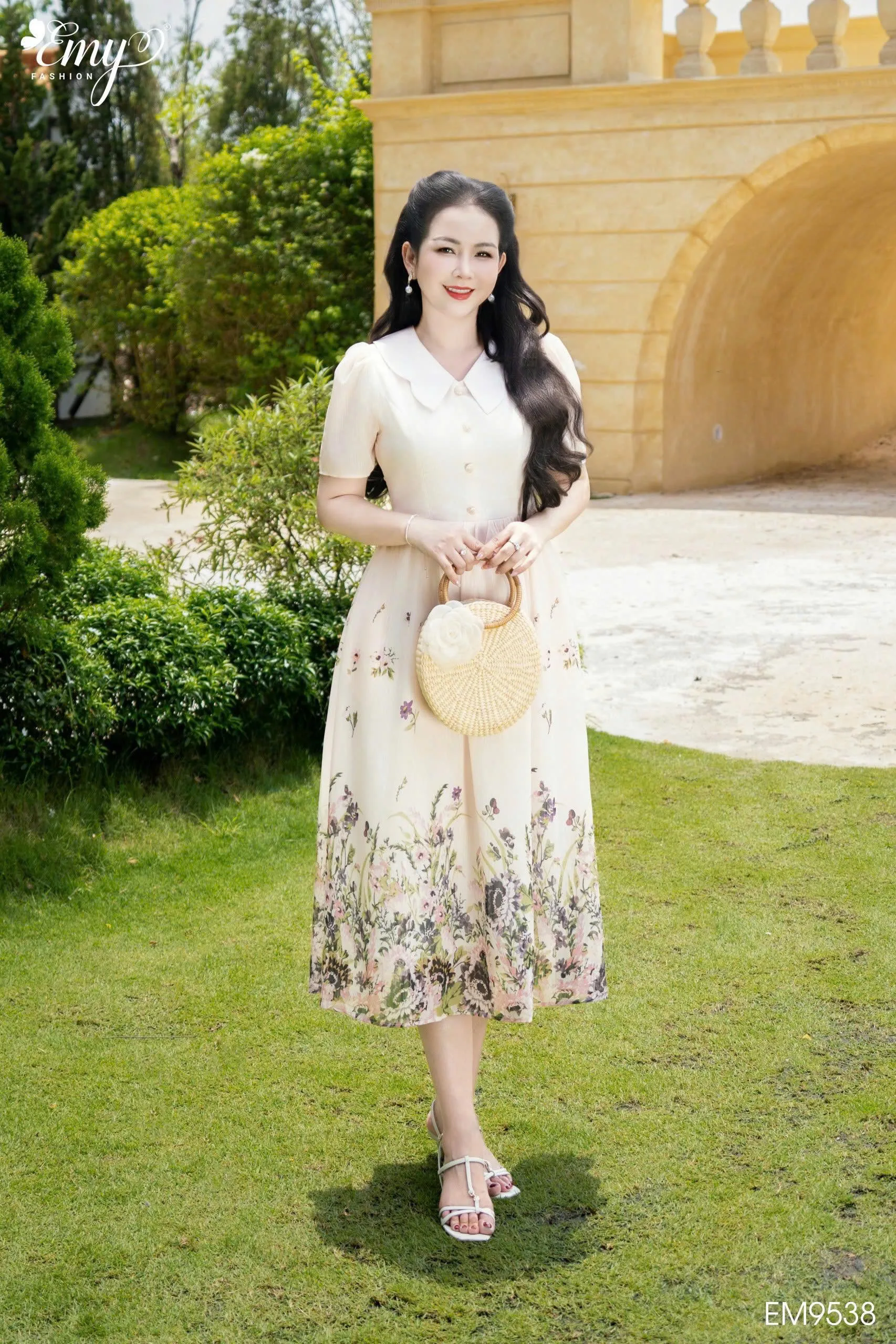 EM9538 Đầm Xoè Hoa Chân Bông EM9538 Đầm Xoè Hoa Chân Bông