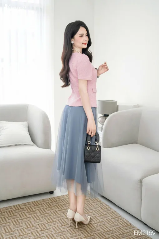 V2159 Chân Váy Xanh Xám