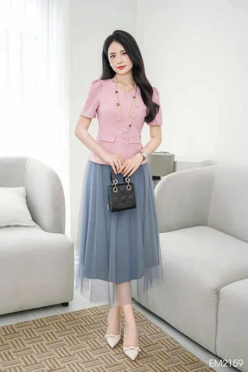 V2159 Chân Váy Xanh Xám