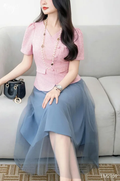 V2159 Chân Váy Xanh Xám