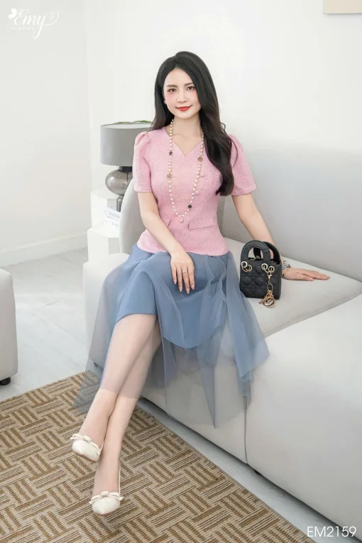 V2159 Chân Váy Xanh Xám