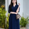 EM9492 - Đầm Xòe Chấm Bi Cổ V Tay Lỡ
