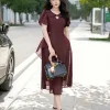 EM2188 Đầm Xoè Đỏ Khoét Cổ