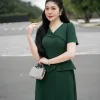 EM4036 Đầm Xoè Peplum Xanh
