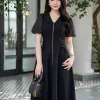 EM4039 Đầm Xoè Đen Khoá Kéo Trước
