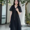 EM4039 Đầm Xoè Đen Khoá Kéo Trước