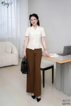 Q2194 Quần Nâu Ống Suông