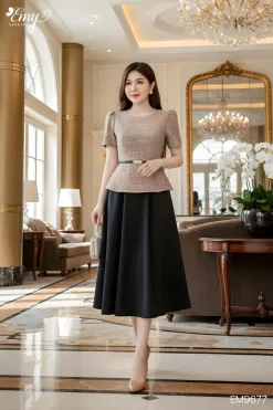 EM9677 Đầm xòe công sở thanh lịch