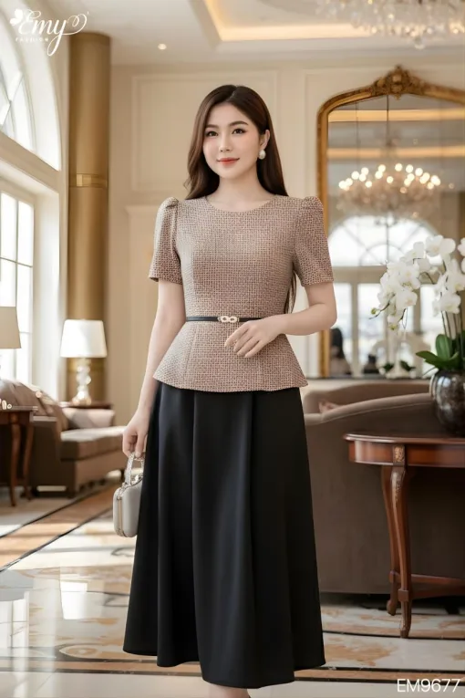 EM9677 Đầm xòe công sở thanh lịch