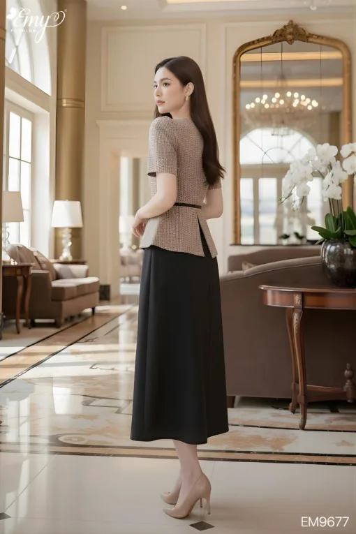EM9677 Đầm xòe công sở thanh lịch
