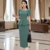 EM2207 Đầm Body Peplum Xanh Mint