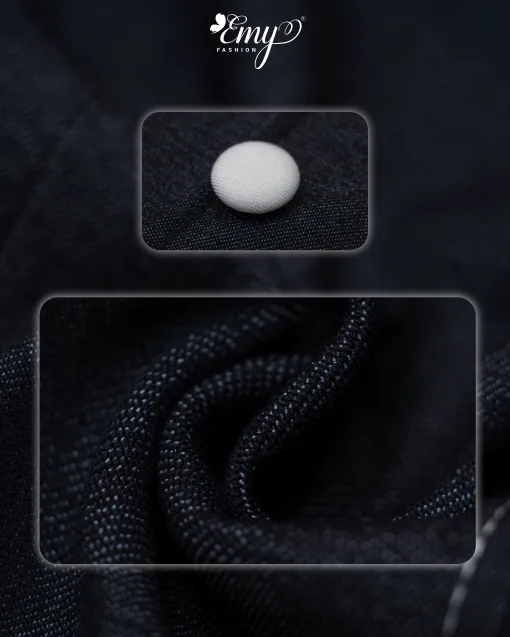 EM2213 Đầm Xoè Xanh Cổ Đắp Phối Nút