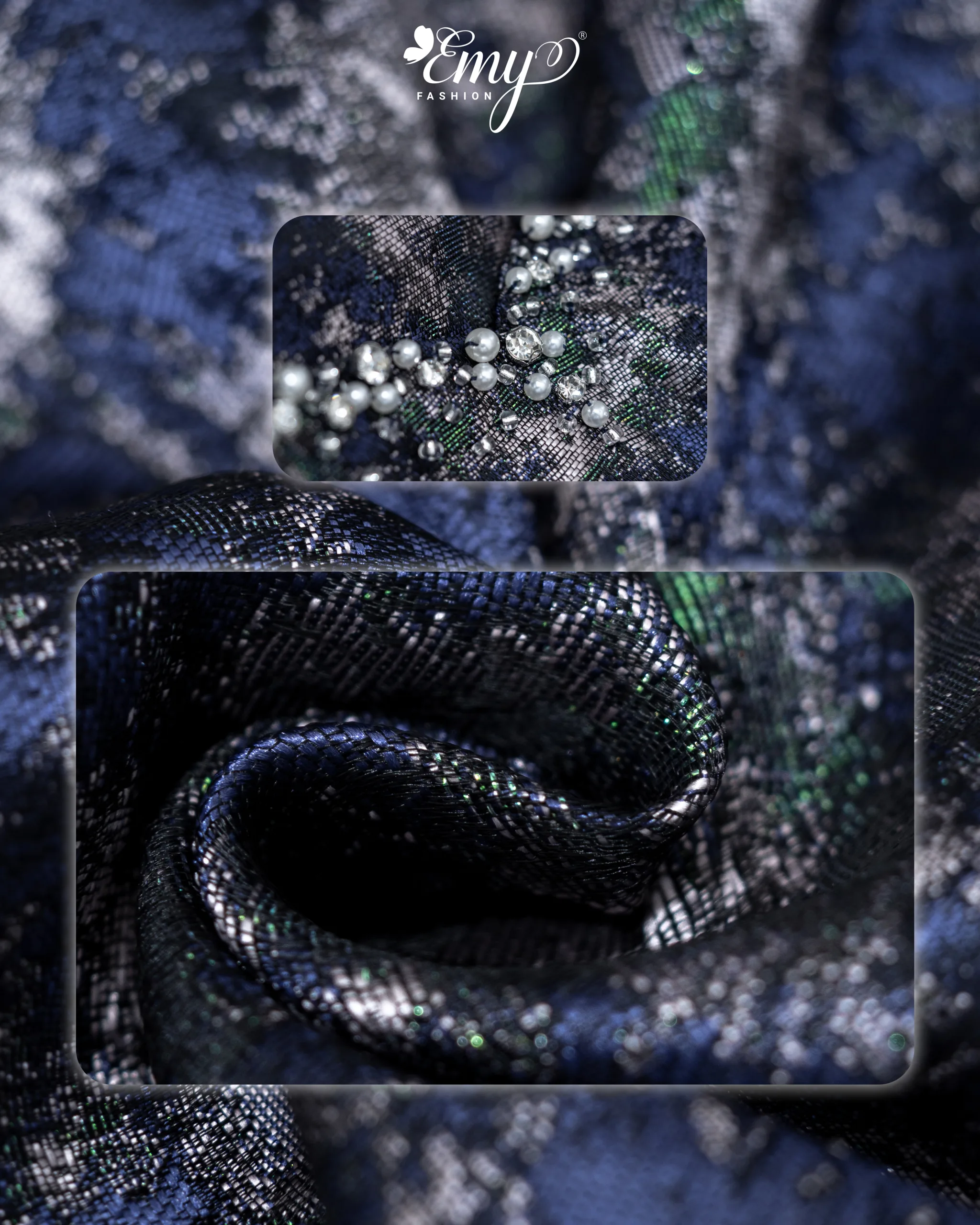 EM4060 Đầm Suông A Gấm Xanh Đen EM4060 Đầm Suông A Gấm Xanh Đen