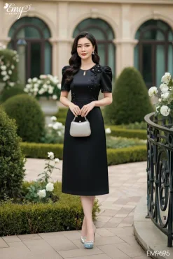 Đầm xòe dự tiệc cổ tròn EM9695